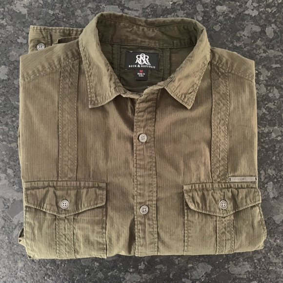 Men's Rock & Republic Casual Button Down Shirt sz Medium - Picture 1 of 14
